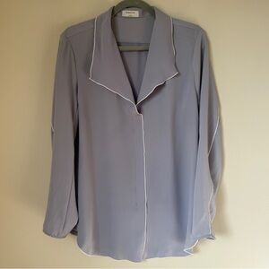 ARITIZIA Babaton Grey White Venturi Shirt Long Sleeve Size Large